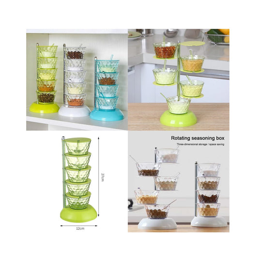 5 Layer Rotating Spice Seasoning Stand | Acrylic Spice Rack Organizer