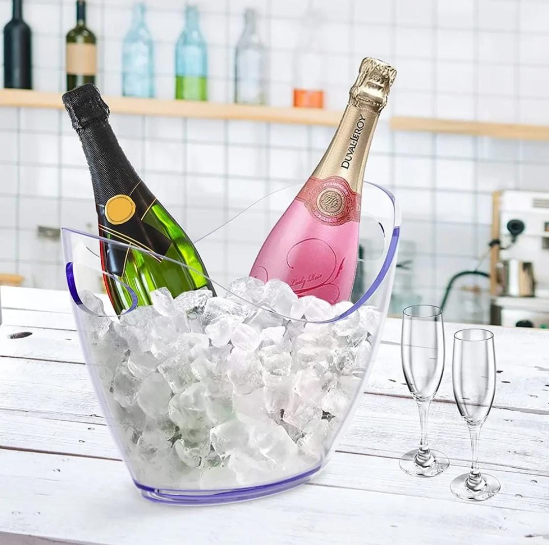 Heavy Luxury Clear Acrylic Ice Bucket | 4L Wine, Champagne, Beer & Juice Cooler