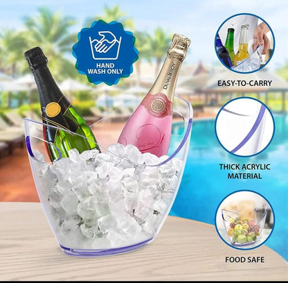 Heavy Luxury Clear Acrylic Ice Bucket | 4L Wine, Champagne, Beer & Juice Cooler