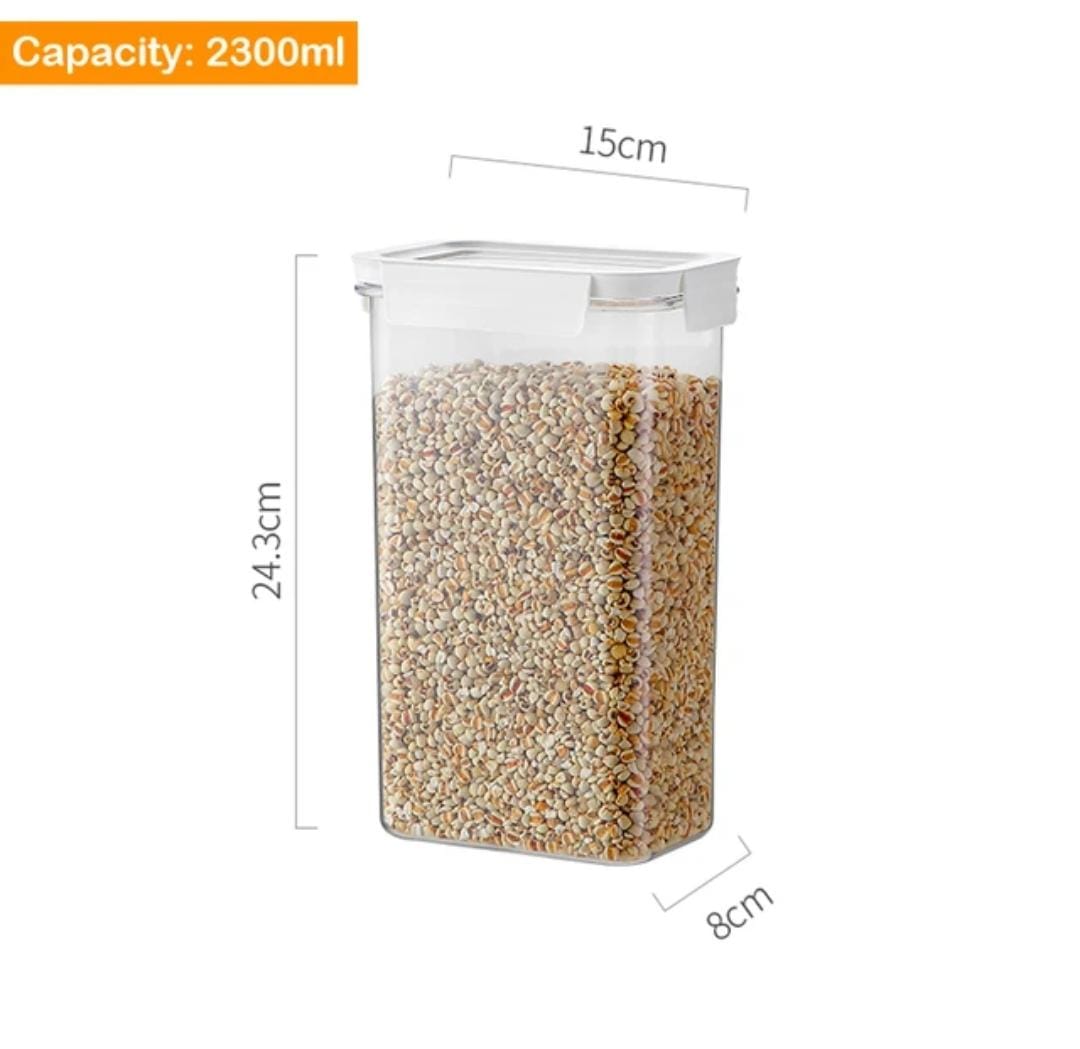 Quality Airtight Stackable Acrylic Cereal Containers | 2300ml, 15x8x24.3cm