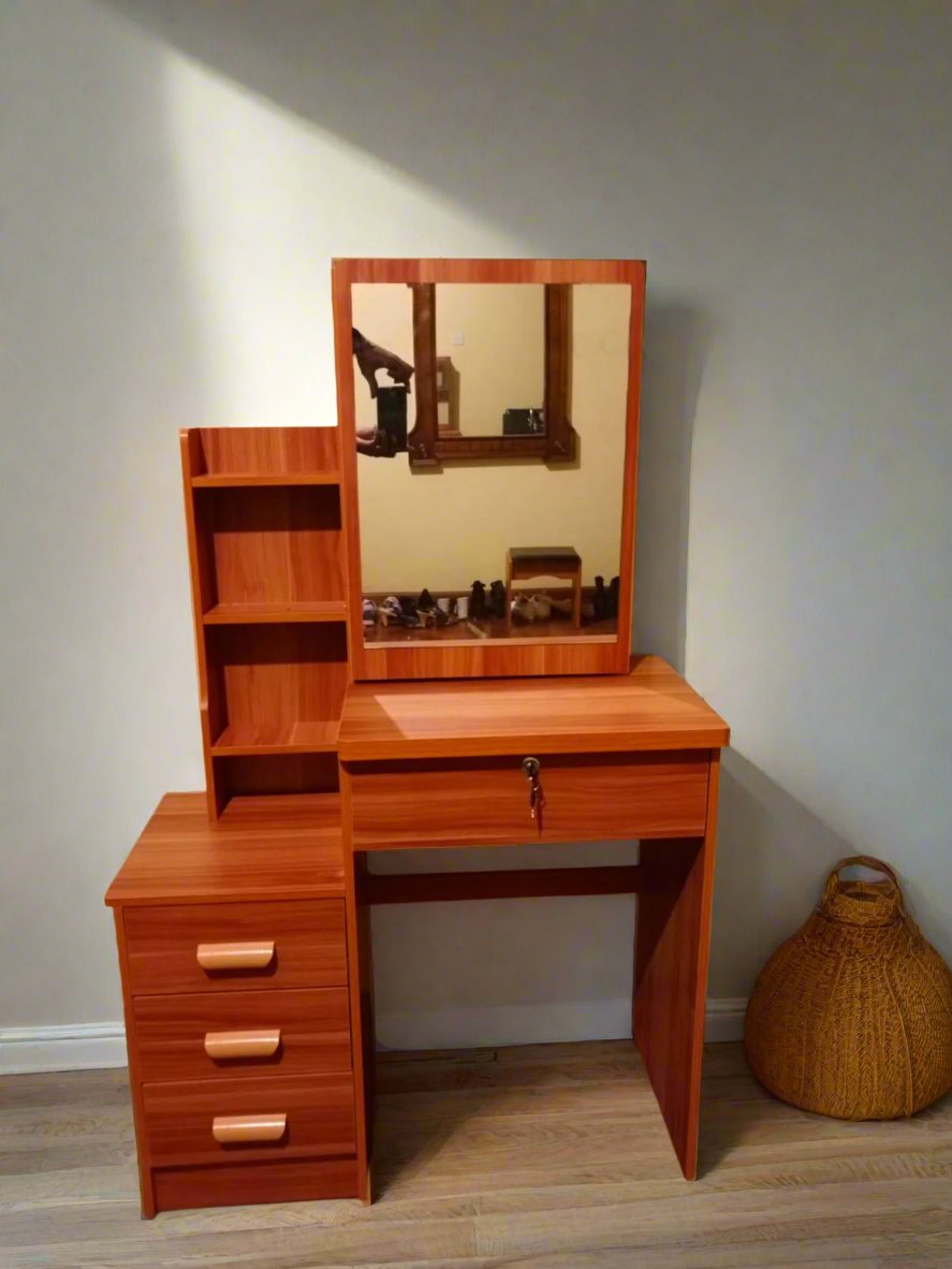 Wooden Bedroom Dressing Table with Sliding Mirror | Bedroom Furniture | 80 cm x 36 cm x 131 cm