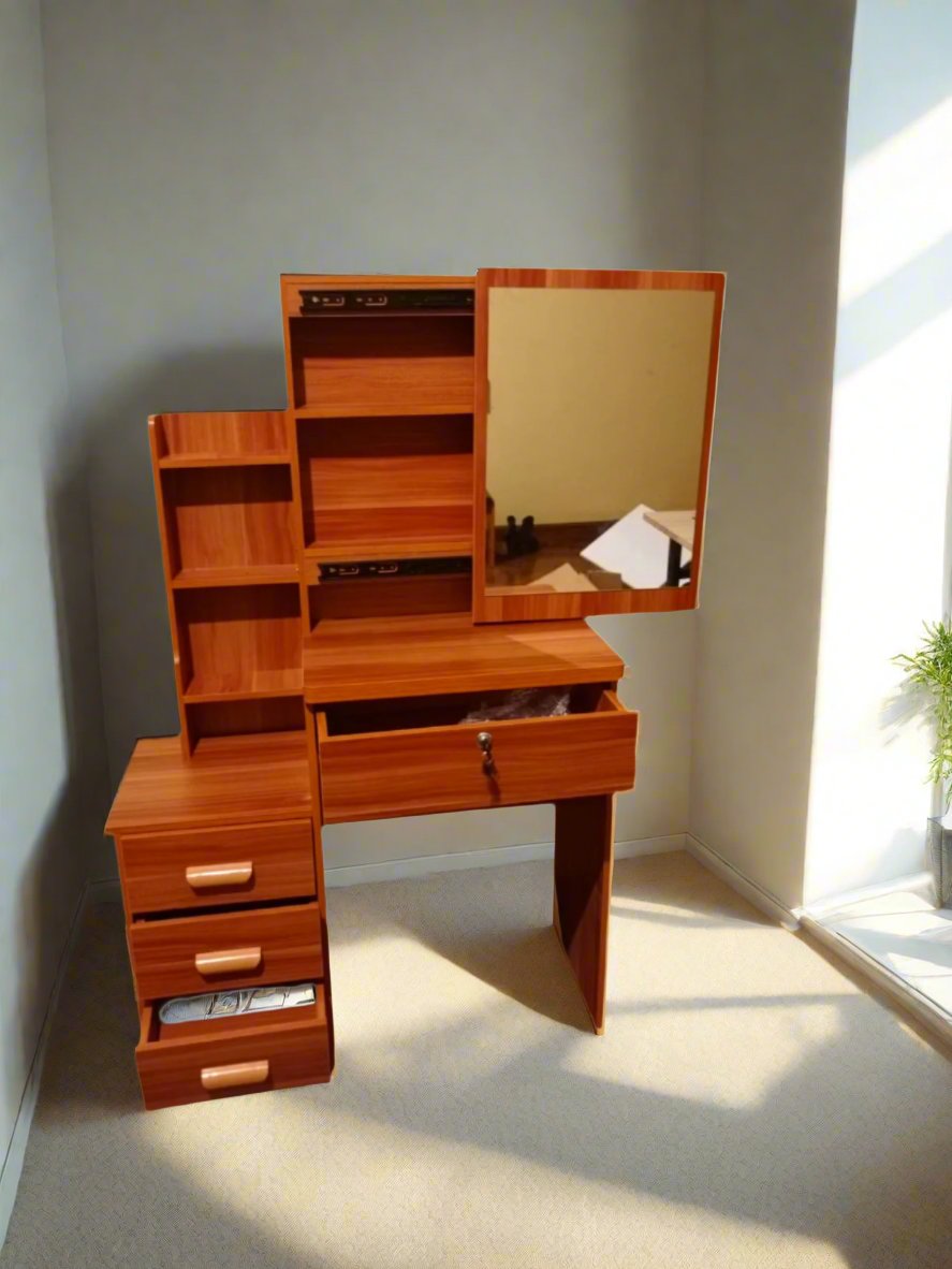 Wooden Bedroom Dressing Table with Sliding Mirror | Bedroom Furniture | 80 cm x 36 cm x 131 cm