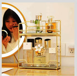 Multipurpose Acrylic Gold Plated Stainless Two Tier Vanity Organizer | Kitchen | Vanity | Bathroom