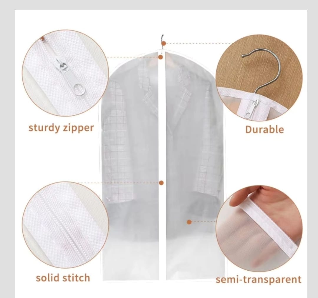 Transparent Fabric Garment Waterproof Dustproof Protector Organizer |Wardrobe | Travel | Storage | 60*100cm