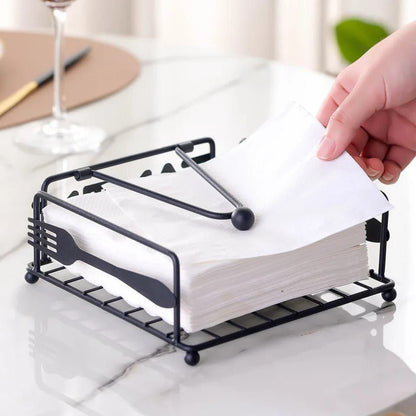 Cuisine Square Wrought Iron Tissue Holder Napkin Serviette Box | 18x18x7cm - Black - KES 1850