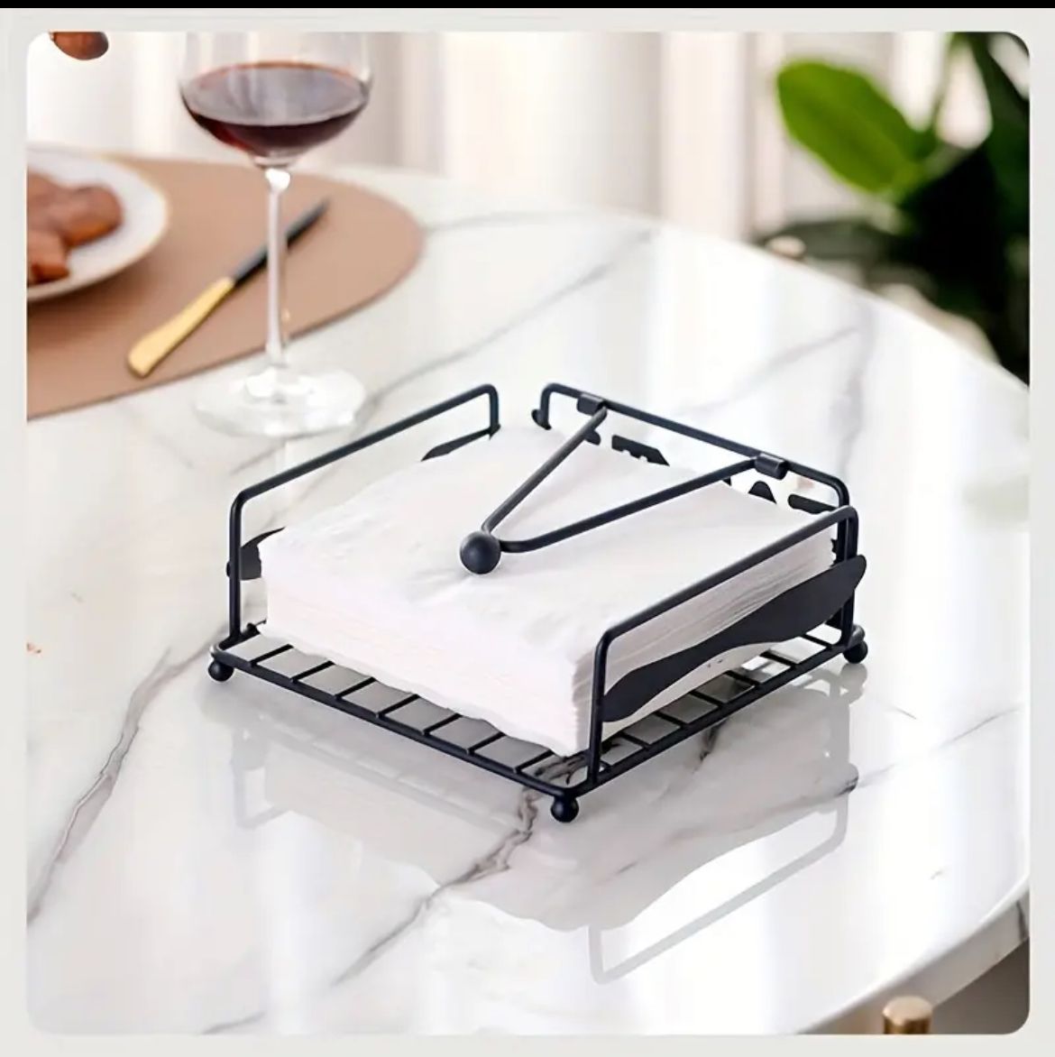 Cuisine Square Wrought Iron Tissue Holder Napkin Serviette Box | 18x18x7cm - Black - KES 1850