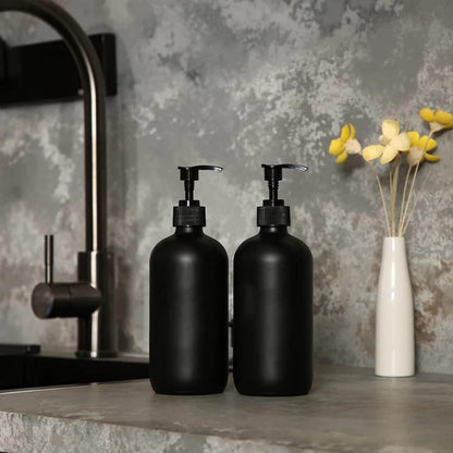 Matt Black Plastic Soap Dispenser Bottle 500ml | Ideal For Bathrooms, Kitchens, And Commercial Spaces