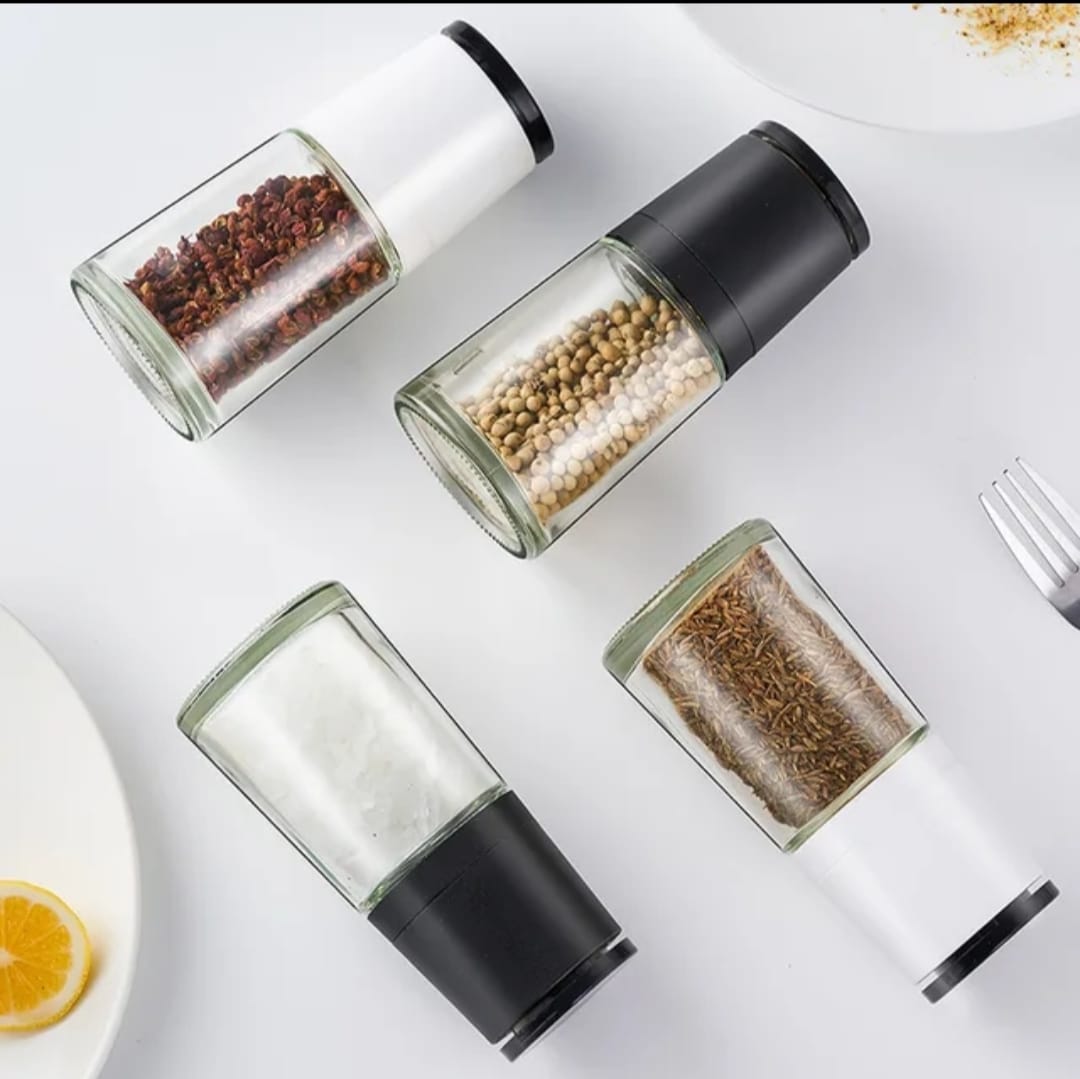 Classy Glass Salt |Pepper Shaker - White | Perfect for Daily Meals |Kitchen | Black, White