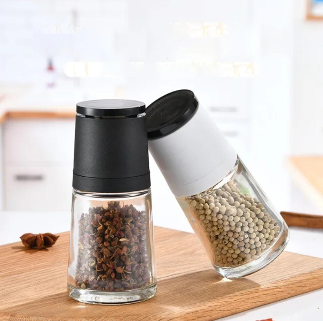 Classy Glass Salt |Pepper Shaker - White | Perfect for Daily Meals |Kitchen | Black, White