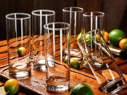 High Quality 6-Piece Juice Water Transparent Clear Glass Set| Perfect Drinkware | Juice| Water