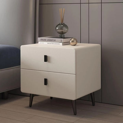 Nordic Luxury Double Drawer Bedside Cabinet | Large Storage | White | 50x45x35cm