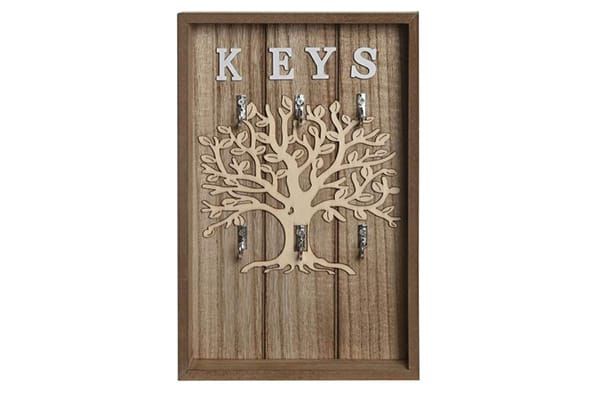 Family Tree Decorative Wooden Key Holder with 6 Hooks for Multiple Keys | Home  General Decor