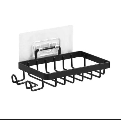 Multifunctional Wall Mounted Soap Dish with Hooks  | No Drill Shower Soap Bar Holder for Bathroom & Kitchen