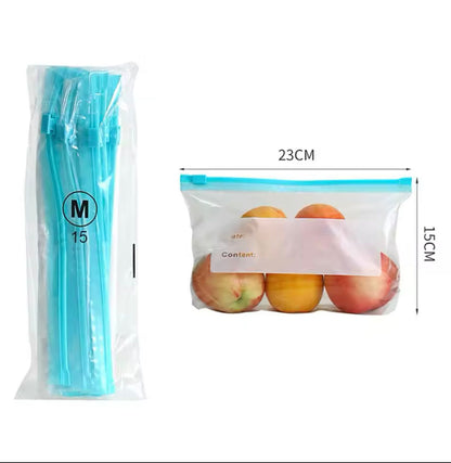 Reusable Ziplock Storage Bags | Food Grade Transparent, 1 kg Medium, 15pcs | Perfect For Storing Fruits, Grains, And Other Food Items