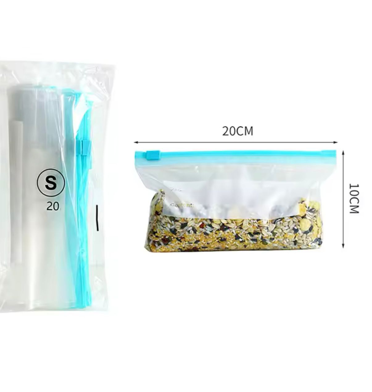 Reusable Ziplock Storage Bags | Food Grade Transparent, Small 1/2 kg, 20pcs