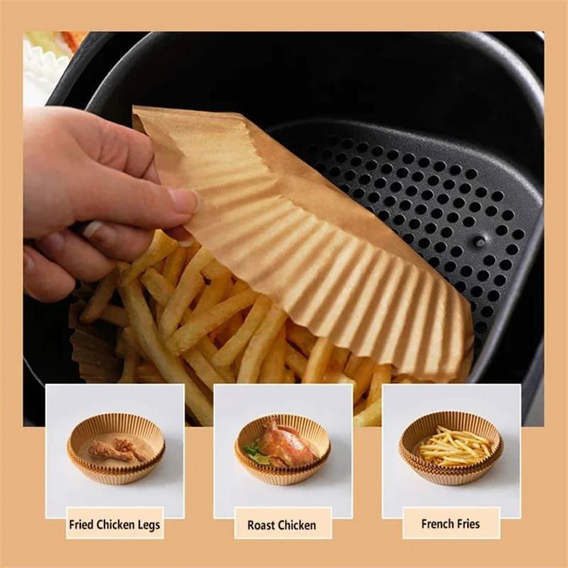 Air Fryer Oil Parchment Paper Liners | 50 Piece Set | NonStick, Disposable Liners for Baking & Roasting | Sizes: 200x45mm & 160x45mm