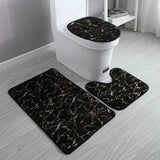 Marble Pattern 3-Piece Bathroom Mats | Bathroom, Toilet, Lavatory | Durable & Wear-resistant