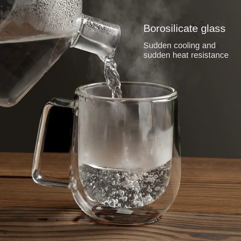 High-quality Borosilicate Clear Double-Walled Mug  | 600ml Capacity | Hot & Cold Drinks | Coffee, Tea, Ice Drinks Mug