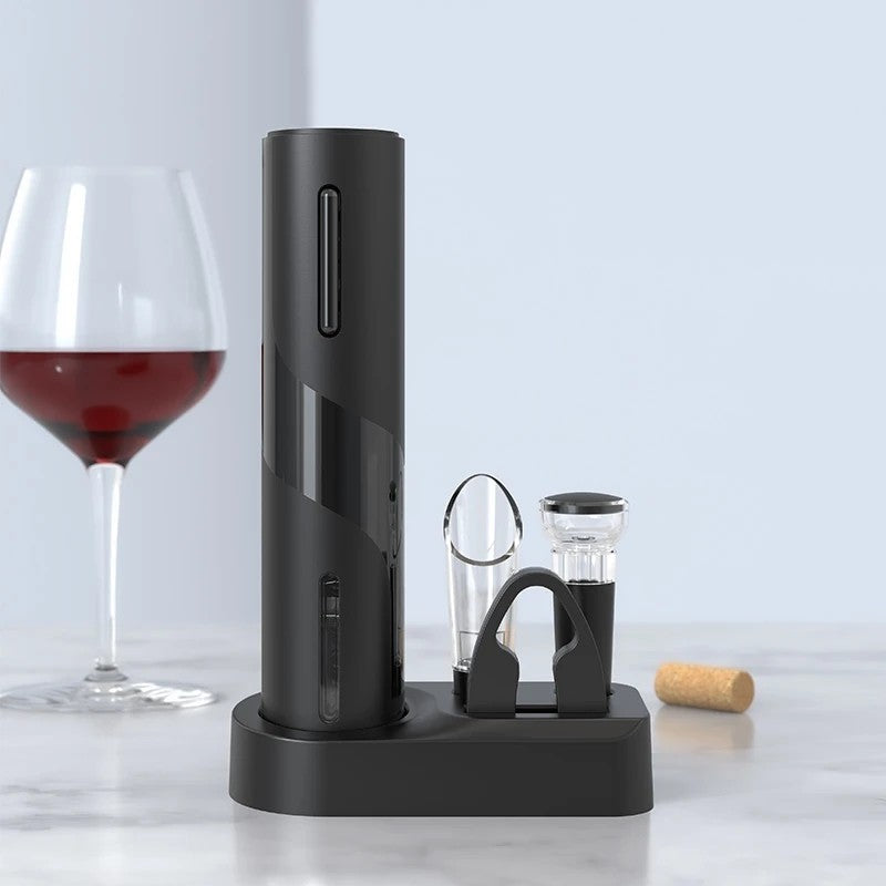 Electric Wine Opener | Automatic Corkscrew & Bottle Opener | Battery Operated | Foil Cutter & Stand | Perfect for Wine, Beer, and Kitchen Bar Use