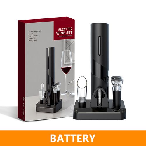 Electric Wine Opener | Automatic Corkscrew & Bottle Opener | Battery Operated | Foil Cutter & Stand | Perfect for Wine, Beer, and Kitchen Bar Use