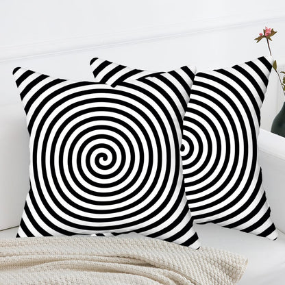 2 Pcs 45X45cm Geometric Contrast Color Print Pillowcase Household Fashion Black White Striped Plaid-Pillowcase Cushion Cover | Sofas | Decorative Cushions