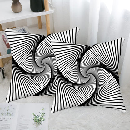 2 Pcs 45X45cm Geometric Contrast Color Print Pillowcase Household Fashion Black White Striped Plaid-Pillowcase Cushion Cover | Sofas | Decorative Cushions