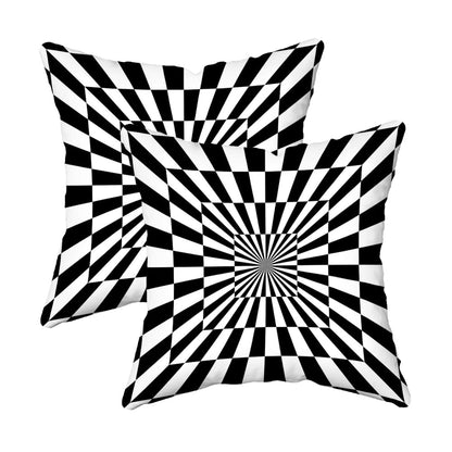 2 Pcs 45X45cm Geometric Contrast Color Print Pillowcase Household Fashion Black White Striped Plaid-Pillowcase Cushion Cover | Sofas | Decorative Cushions