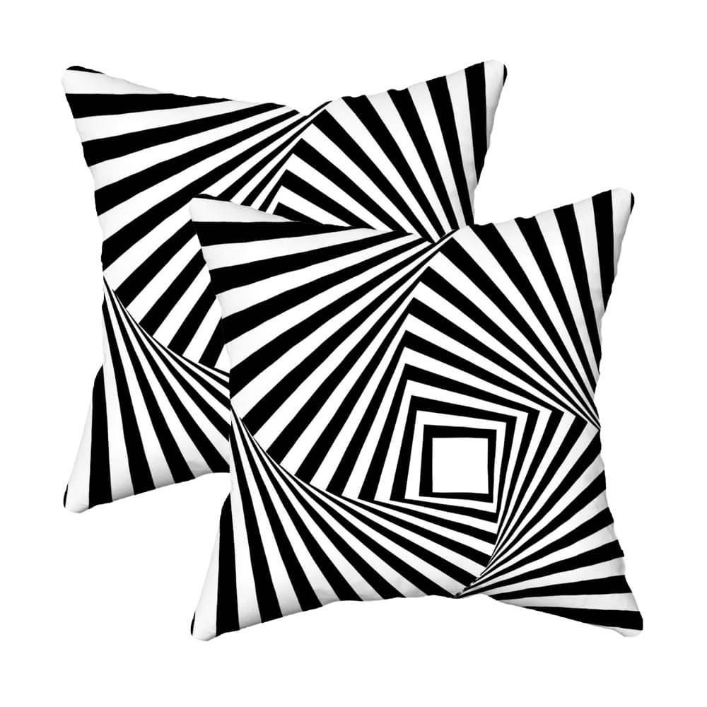 2 Pcs 45X45cm Geometric Contrast Color Print Pillowcase Household Fashion Black White Striped Plaid-Pillowcase Cushion Cover | Sofas | Decorative Cushions