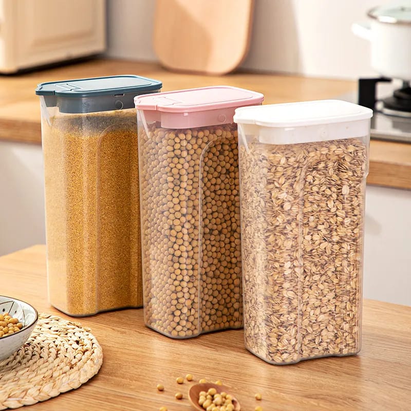 Kitchen Transparent Sealed Jar Plastic Household Storage Box | Cereals, Grains Pantry Organization | 10-13cm x 7.5-9cm x 23.5cm