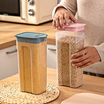 Kitchen Transparent Sealed Jar Plastic Household Storage Box | Cereals, Grains Pantry Organization | 10-13cm x 7.5-9cm x 23.5cm