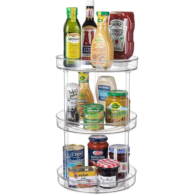 Multifunctional 3-Layer 360° Rotation Clear Cabinet Turntable Storage Organizer | Kitchen & Pantry | Bathroom & Vanity