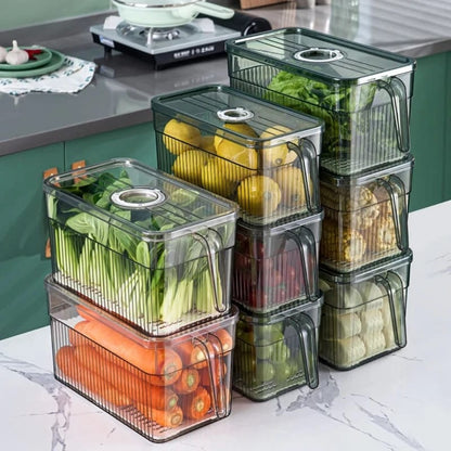 5-Litre Acrylic Transparent Refrigerator Storage Containers with Handle |  30cm × 15cm × 15cm.