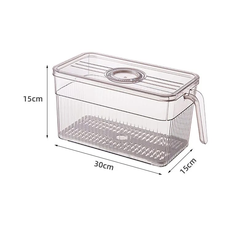 5-Litre Acrylic Transparent Refrigerator Storage Containers with Handle |  30cm × 15cm × 15cm.