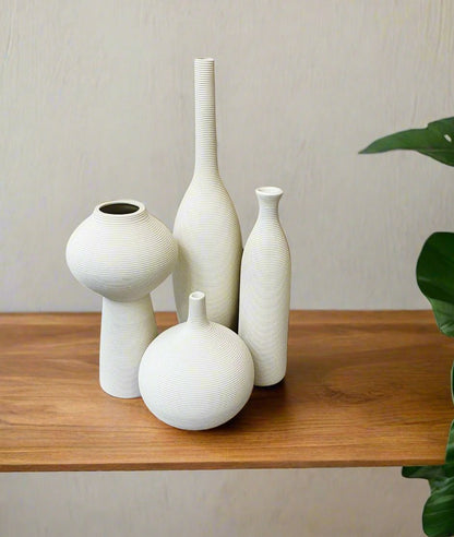 Simple Ceramic 4-in-1 Modern Home Decor Vase Set | For Flower Arrangements | Home & Office Decor | Living Rooms, Bedrooms