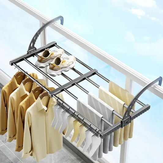 Foldable Clothes Multipurpose Drying Rack Stainless Steel for Balcony Bedroom Drying Shoes Clothes Towel Organizer Window Shoe Storage Shelf |   Stretchable Size: 50cm-80cm