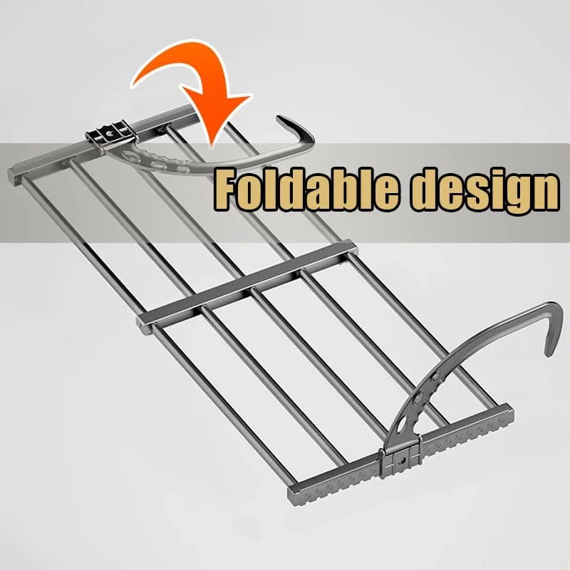 Foldable Clothes Multipurpose Drying Rack Stainless Steel for Balcony Bedroom Drying Shoes Clothes Towel Organizer Window Shoe Storage Shelf |   Stretchable Size: 50cm-80cm