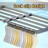 Foldable Clothes Multifunctional Drying Rack Stainless Steel for Balcony Bedroom Drying Shoes Clothes Towel Organizer Window Shoe Storage Shelf | Stretchable Size: 75cm - 120cm