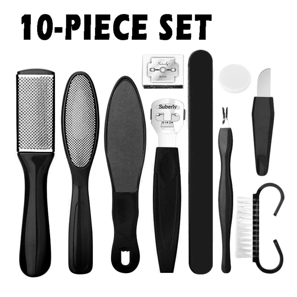 10pc Pedicure Set Peeling and Exfoliating Calluses Foot Scrubbing Brush Stainless Steel Double-sided Foot Care Pedal Ston