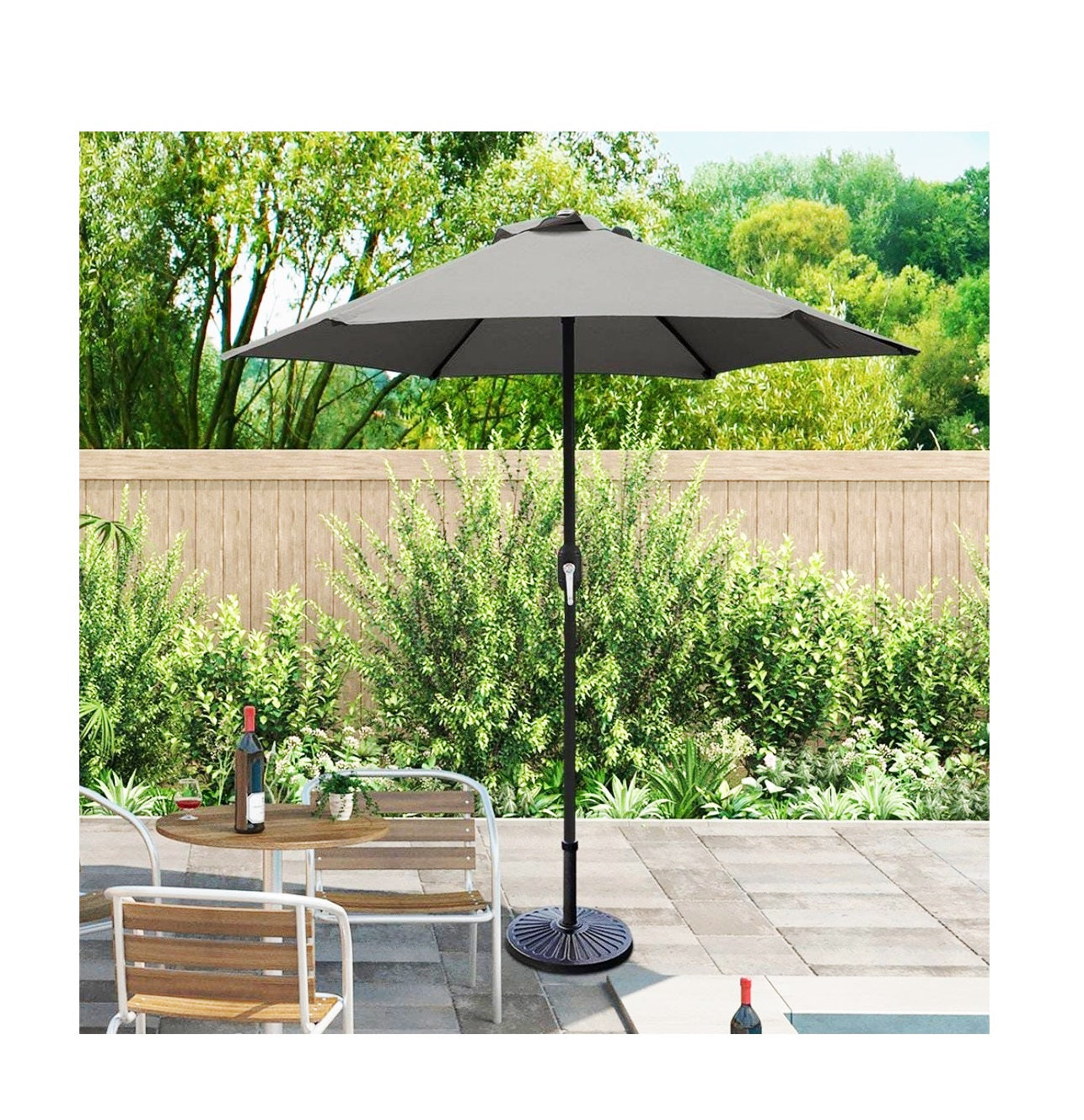 Grey Outdoor Umbrella with Base | Large Patio Sunshade | 390 cm x 247 cm | Outdoor Garden Umbrella for 4-6 People|UV Resistant Outdoors| Outdoor Setting| Garden Seating