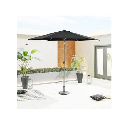 Grey Outdoor Umbrella with Base | Large Patio Sunshade | 390 cm x 247 cm | Outdoor Garden Umbrella for 4-6 People|UV Resistant Outdoors| Outdoor Setting| Garden Seating