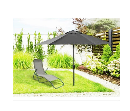 Grey Outdoor Umbrella with Base | Large Patio Sunshade | 390 cm x 247 cm | Outdoor Garden Umbrella for 4-6 People|UV Resistant Outdoors| Outdoor Setting| Garden Seating