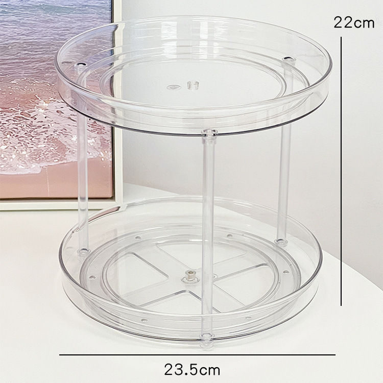 Multifunctional 2-Layer 360° Rotation Clear Cabinet Turntable Storage Organizer | Kitchen & Pantry | Bathroom & Vanity