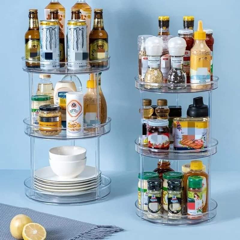 Multifunctional 3-Layer 360° Rotation Clear Cabinet Turntable Storage Organizer | Kitchen & Pantry | Bathroom & Vanity