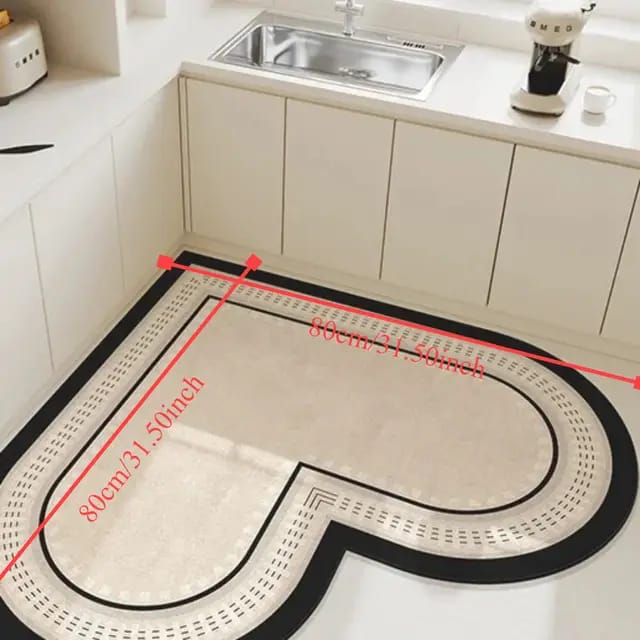 Love-Shaped Kitchen Floor Mat – 80x80cm Absorbent, Non-Slip, Wipable Carpet