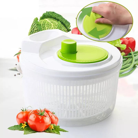 Multifunctional Household Vegetable Dehydrator – Manual Salad Spinner ; Drainer, Quick Washing ; Drying Machine (Green ; White)