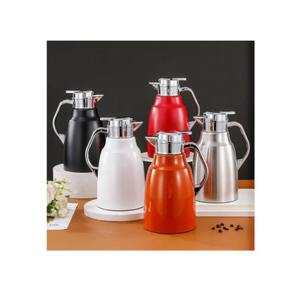 Flask Shiny Stainless Steel 1.8L | Thermal Coffee Carafe with Filter | Vacuum Insulated Beverage Dispenser | Available in Red, Orange, White, Black