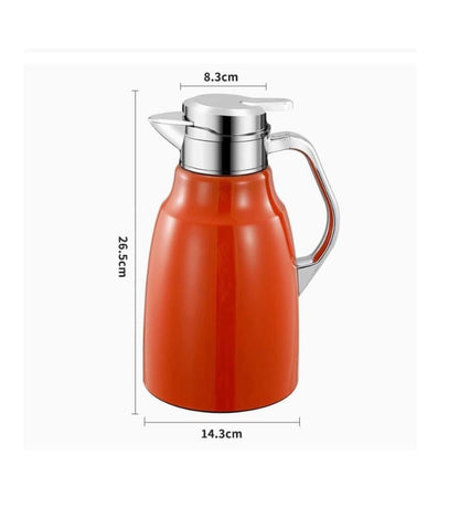 Flask Shiny Stainless Steel 1.8L | Thermal Coffee Carafe with Filter | Vacuum Insulated Beverage Dispenser | Available in Red, Orange, White, Black