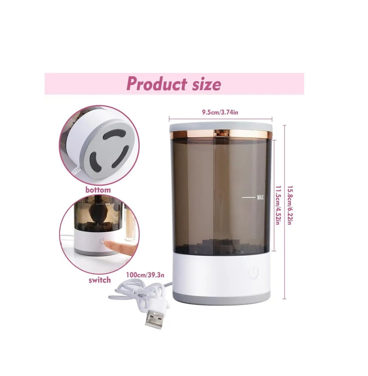 Automatic Electric Makeup Brush Cleaner | Fast & Efficient Brush Washing Machine | ABS & PC Material | Compact & Portable Design