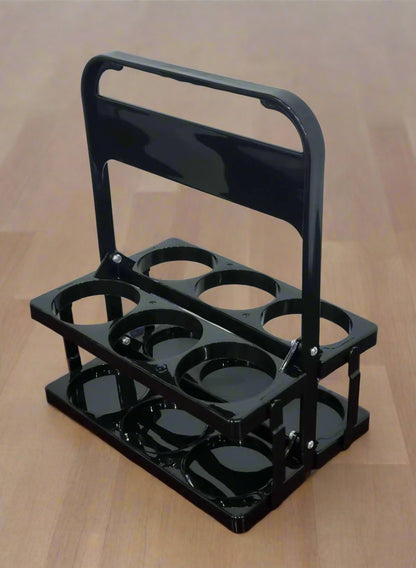 Portable Foldable 6 Bottle Organizer Carrier Rack  Black | 27.2cm x 18cm x 33cm | Picnics, Outings, Home Organization