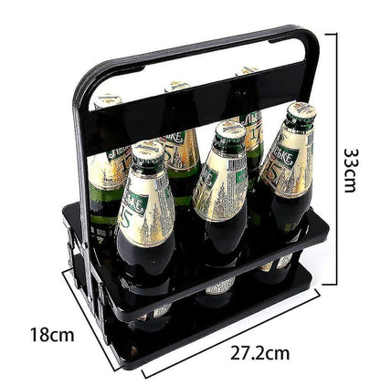 Portable Foldable 6 Bottle Organizer Carrier Rack  Black | 27.2cm x 18cm x 33cm | Picnics, Outings, Home Organization